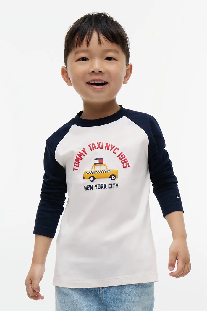 Tommy Hilfiger Longsleeve dziecięcy bawełniany granatowy KB0KB10730.9BY2