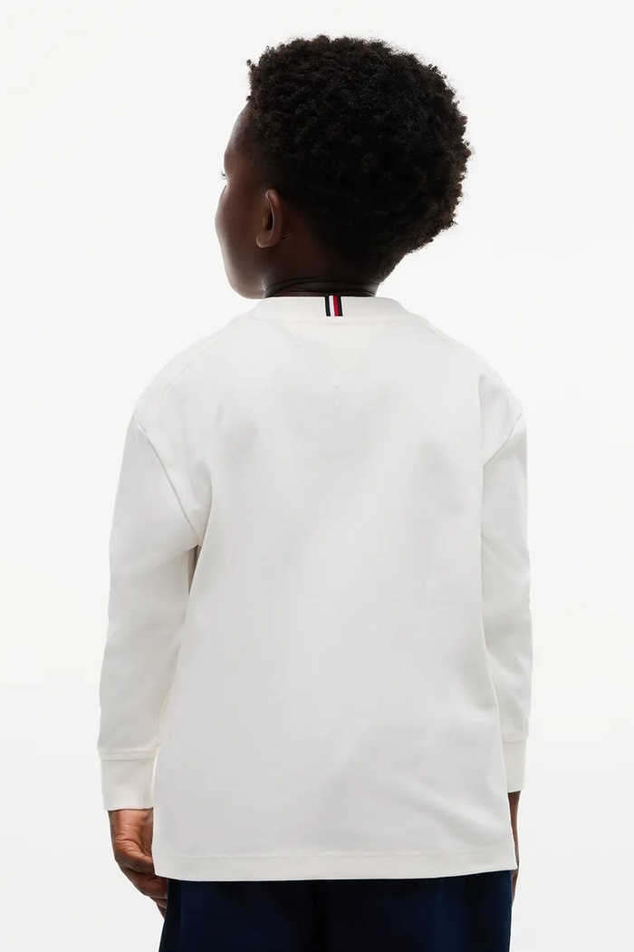 Chłopiec Tommy Hilfiger Longsleeve dziecięcy bawełniany KB0KB10732.9BY2 biały