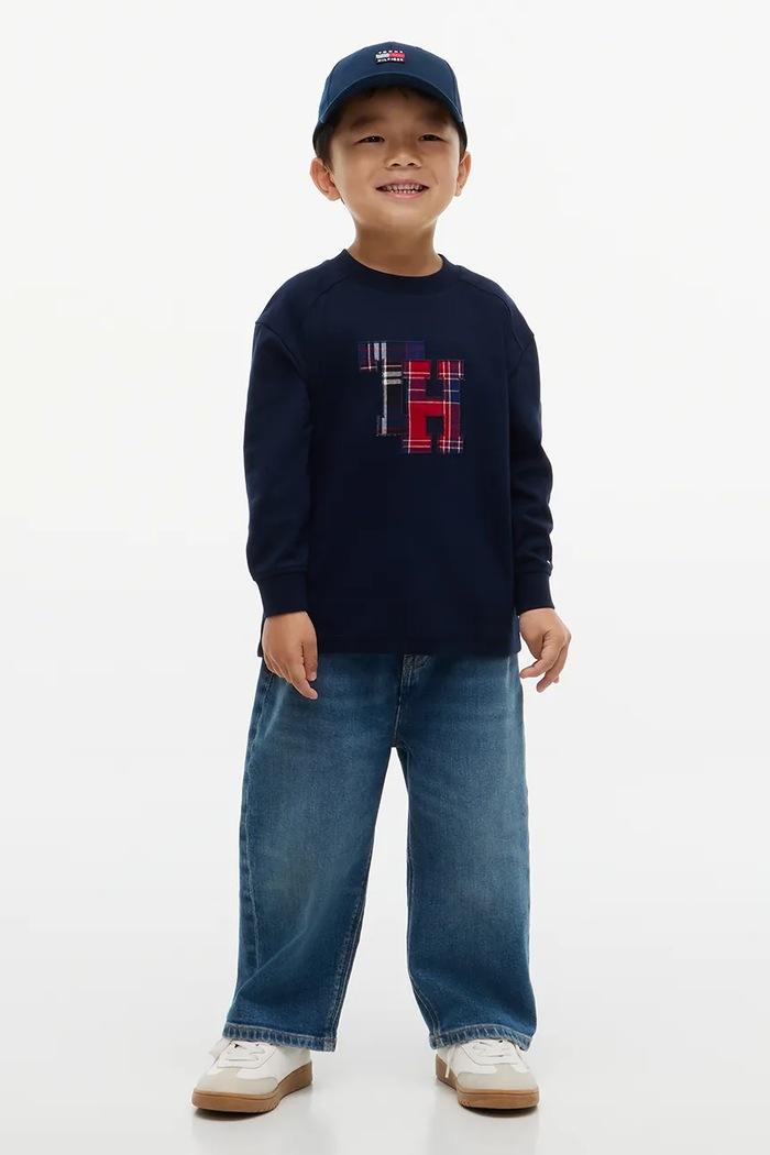 Longsleeve dziecięcy bawełniany Tommy Hilfiger KB0KB10732.9BY2 granatowy