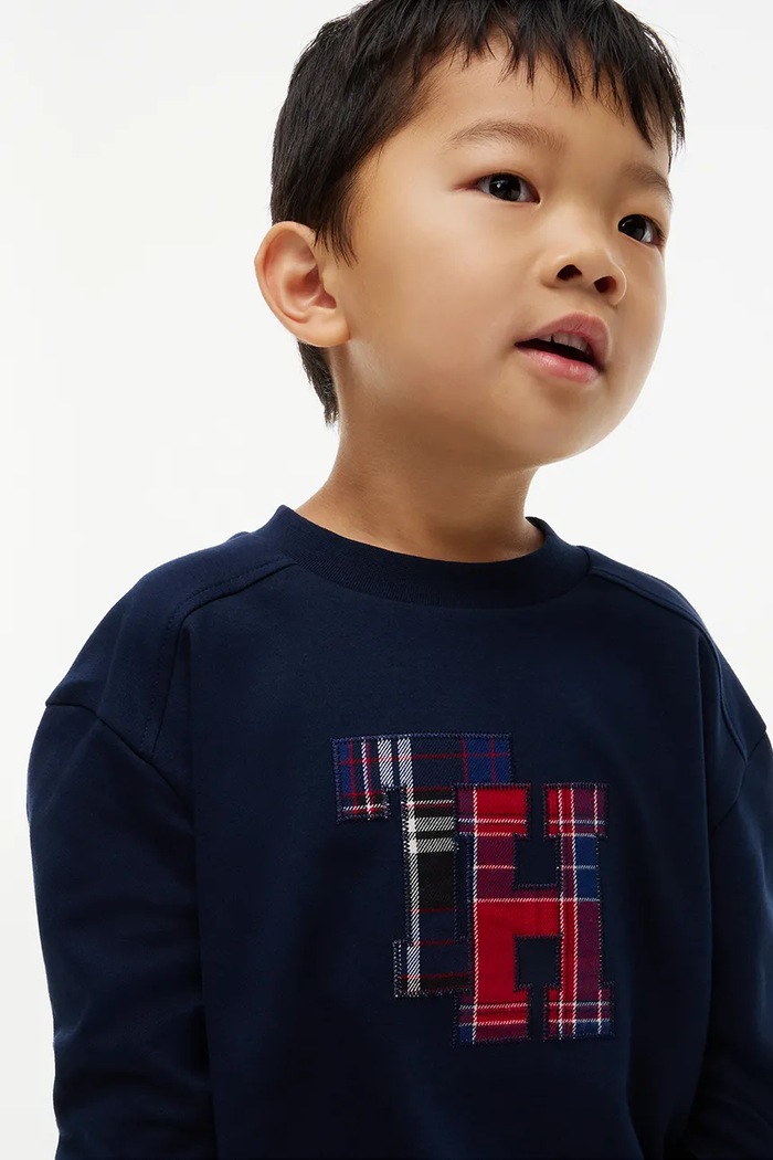 Longsleeve dziecięcy bawełniany Tommy Hilfiger granatowy KB0KB10732.9BY2