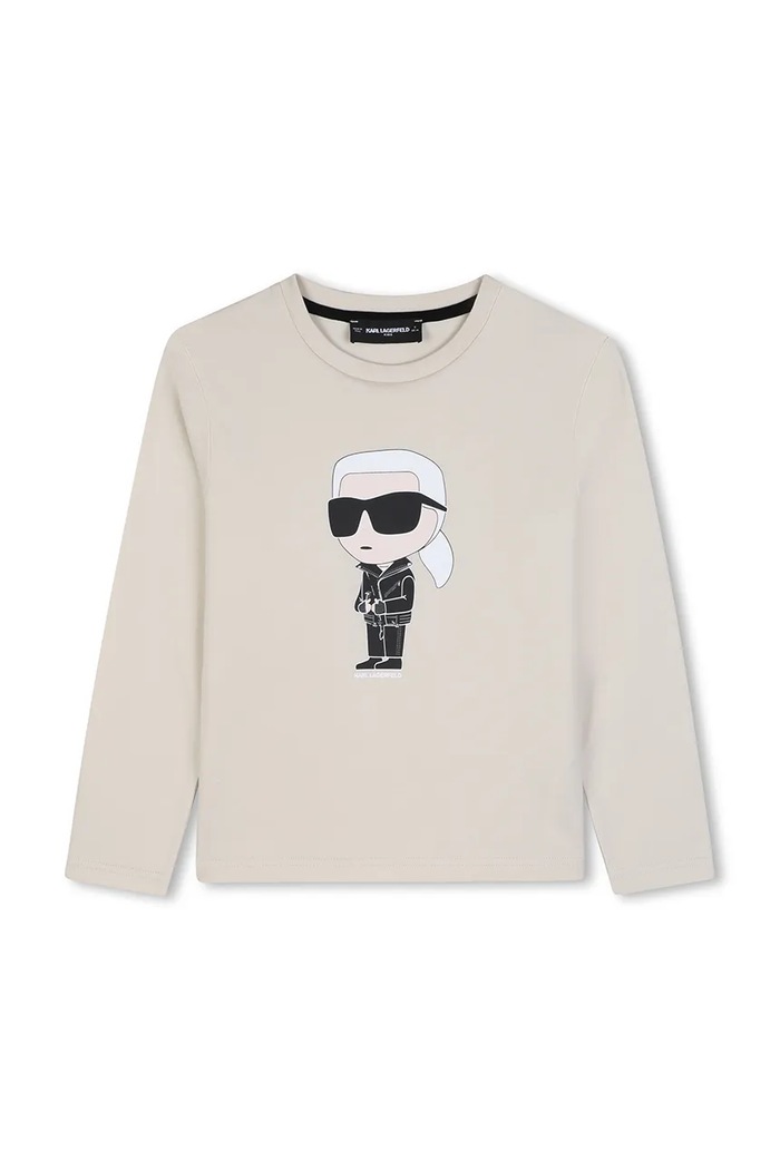 Karl Lagerfeld Блуза с дълги ръкави за деца от памук бежов Z31369.162.174