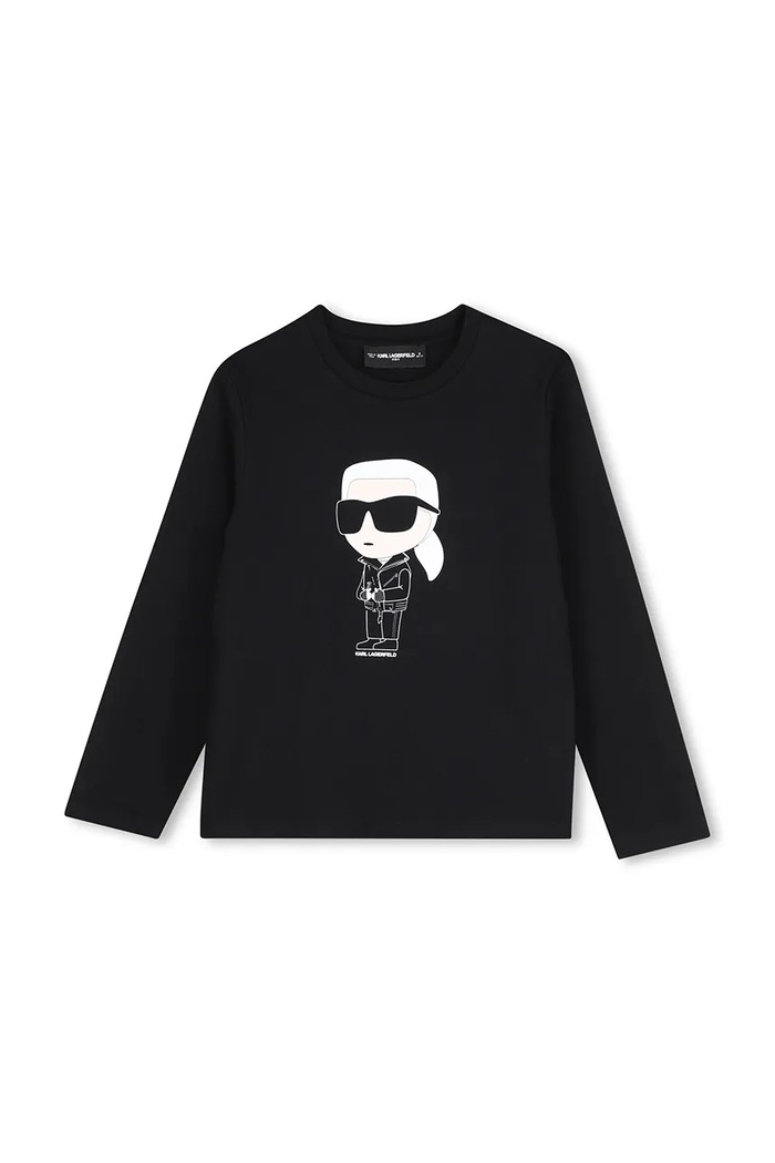 Karl Lagerfeld Блуза с дълги ръкави за деца от памук черен Z31369.162.174