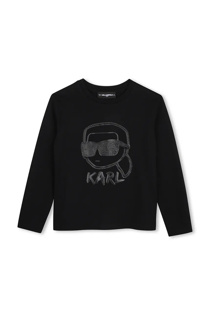 Karl Lagerfeld Μακρυμάνικο παιδικό βαμβακερό μαύρο Z31360.114.150