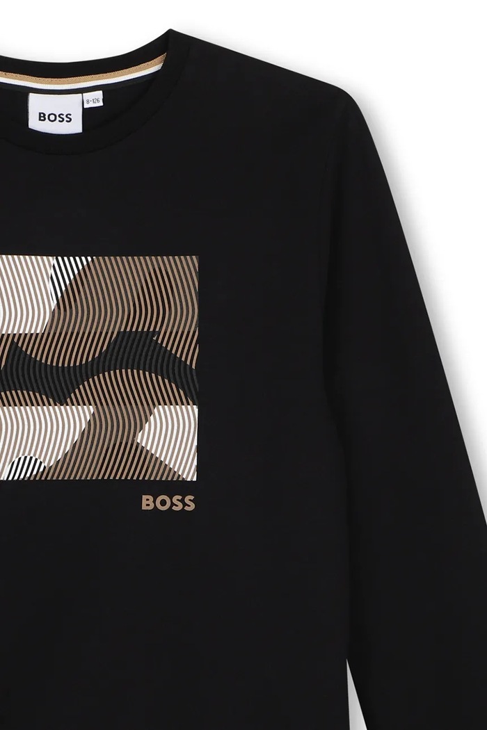 CHLAPEC BOSS Tričko s dlouhým rukávem dětské bavlněné J53406.114.150 černá