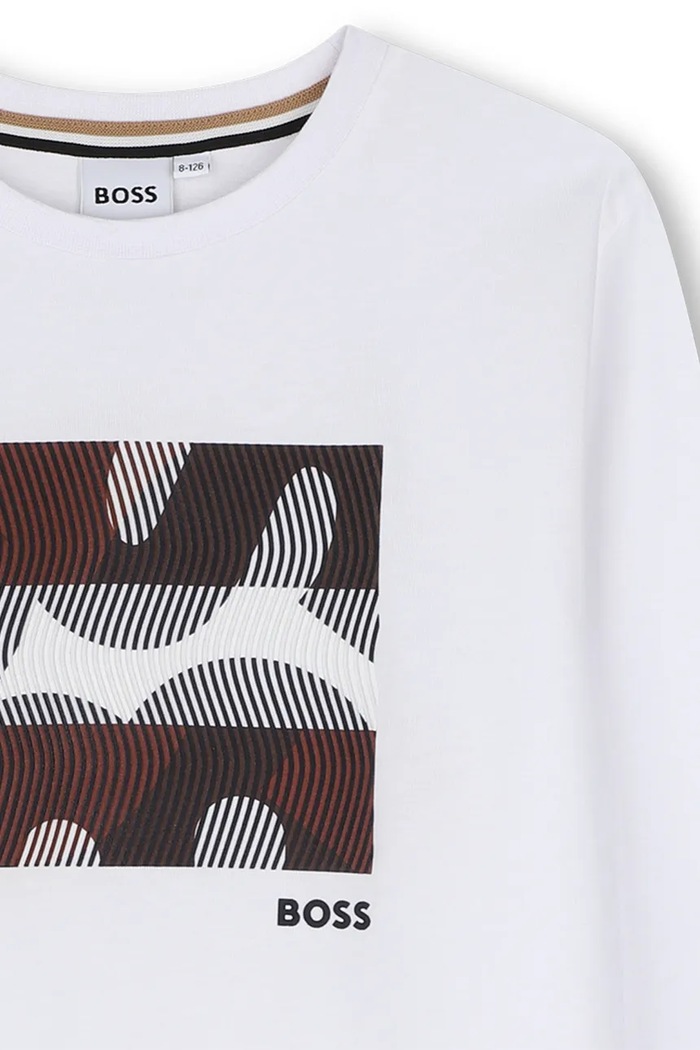 CHLAPEC BOSS Tričko s dlouhým rukávem dětské bavlněné J53406.162.174 bílá