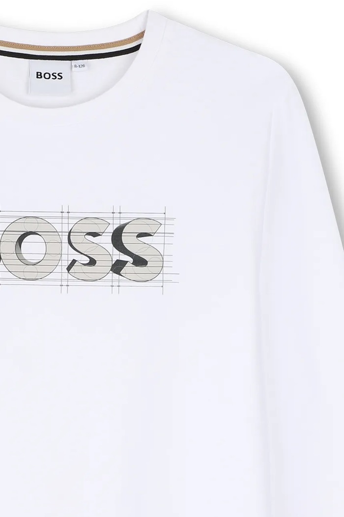 CHLAPEC BOSS Tričko s dlouhým rukávem dětské bavlněné J53417.162.174 bílá