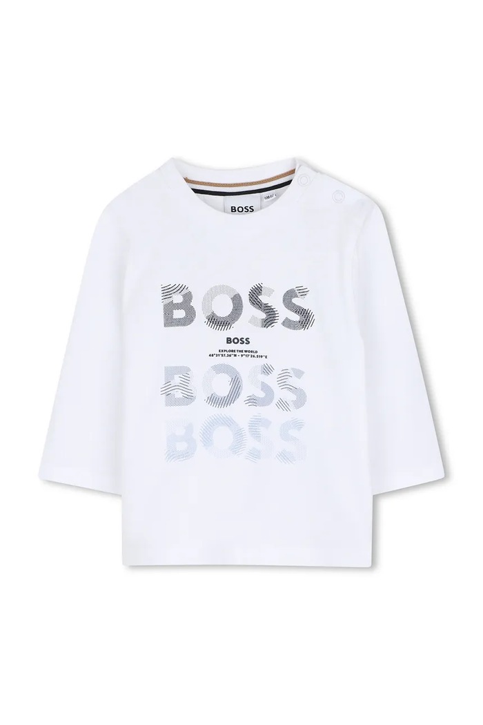 BOSS Tričko s dlouhým rukávem dětské bavlněné bílá J53497.74.81
