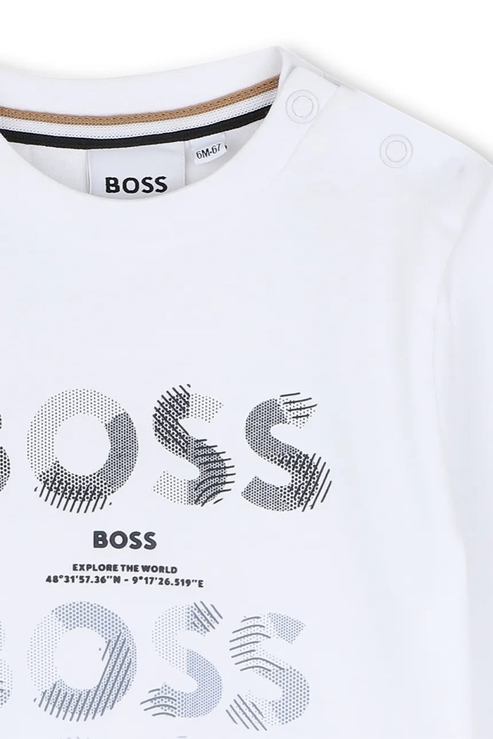 CHLAPEC BOSS Tričko s dlouhým rukávem dětské bavlněné J53497.74.81 bílá