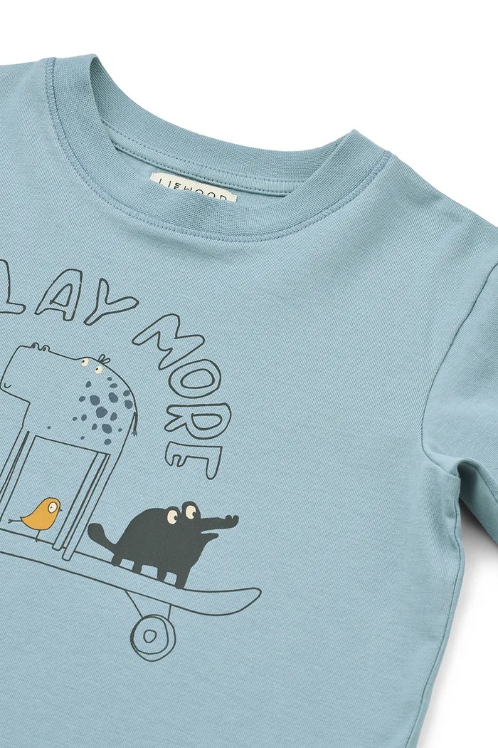 Chłopiec Liewood Longsleeve dziecięcy bawełniany Francis Placement LS T-shirt LW21025.9BY2 niebieski