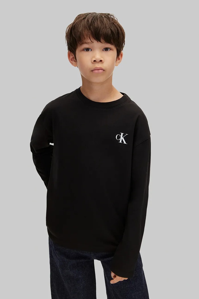 Calvin Klein Jeans Longsleeve dziecięcy bawełniany 2-pack LVCKTJI21B.128.170.9BY2 czarny AW26