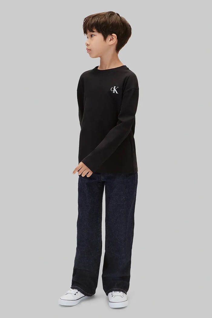 Chłopiec Calvin Klein Jeans Longsleeve dziecięcy bawełniany 2-pack LVCKTJI21B.128.170.9BY2 czarny