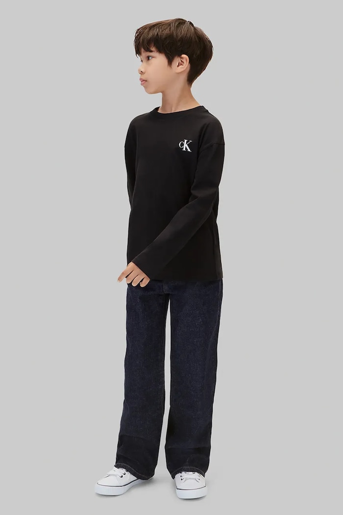 Chłopiec Calvin Klein Jeans Longsleeve dziecięcy bawełniany 2-pack LVCKTJI21B.128.170.9BY2 czarny