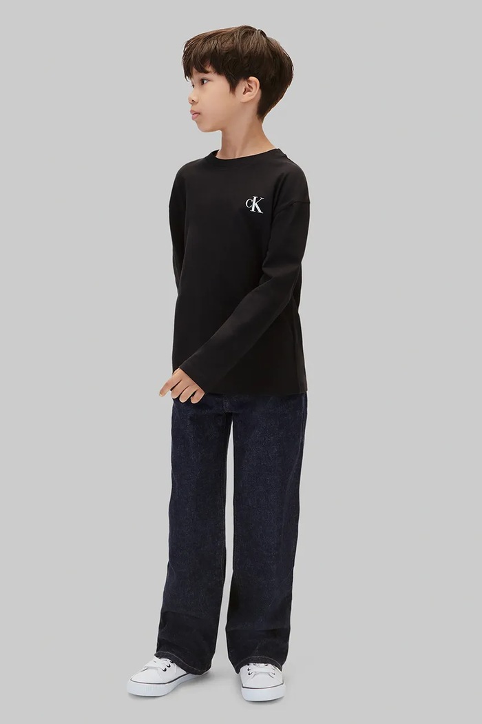 Chłopiec Calvin Klein Jeans Longsleeve dziecięcy bawełniany 2-pack LVCKTJI21B.104.116.9BY2 czarny