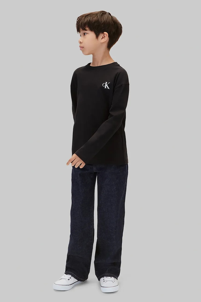 Chłopiec Calvin Klein Jeans Longsleeve dziecięcy bawełniany 2-pack LVCKTJI21B.104.116.9BY2 czarny