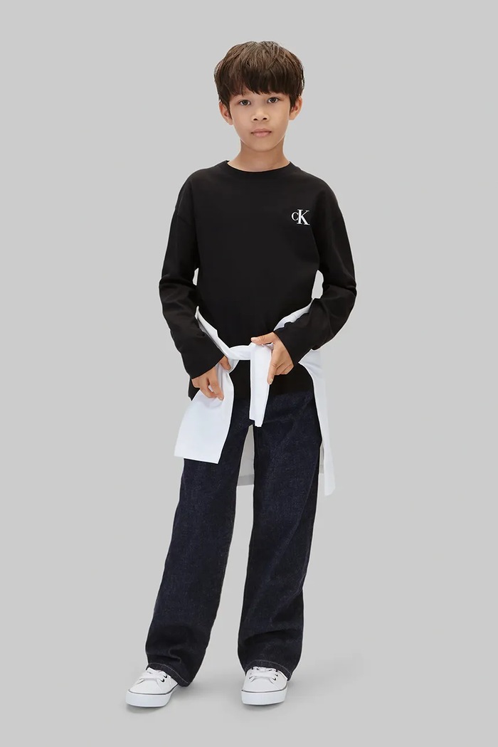 Longsleeve dziecięcy bawełniany 2-pack Calvin Klein Jeans czarny LVCKTJI21B.104.116.9BY2