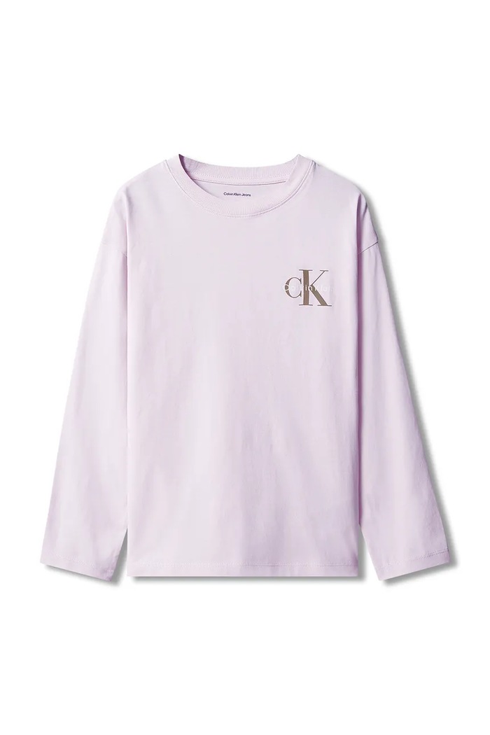 Calvin Klein Jeans Longsleeve dziecięcy bawełniany LVCKTJA17U.128.170.9BY2 fioletowy AW26