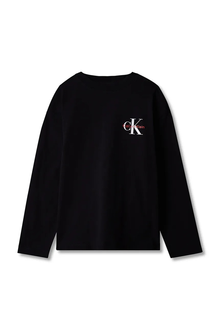 Calvin Klein Jeans Longsleeve dziecięcy bawełniany czarny LVCKTJA17U.128.170.9BY2
