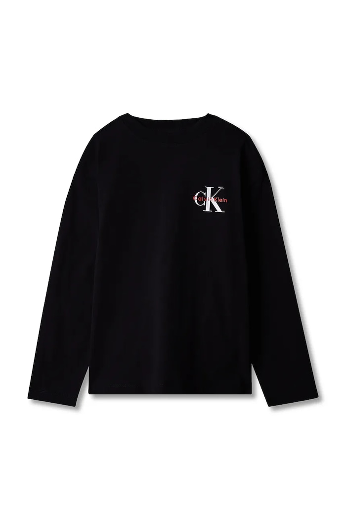 Calvin Klein Jeans Longsleeve dziecięcy bawełniany czarny LVCKTJA17U.128.170.9BY2