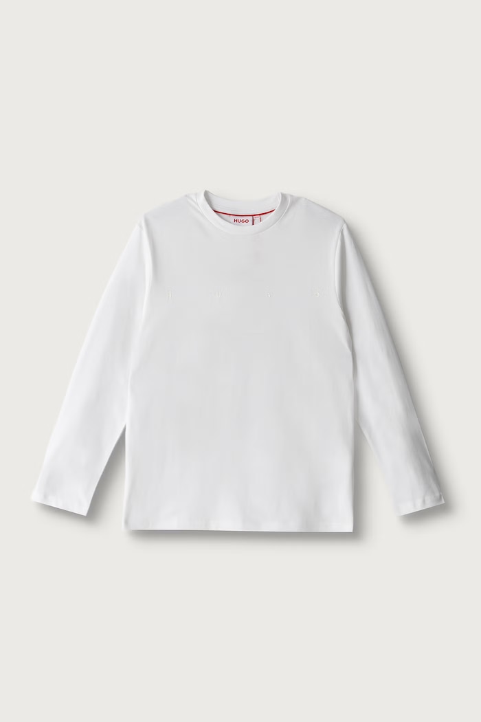 HUGO Longsleeve pentru copii G01243.114.150 alb AW26
