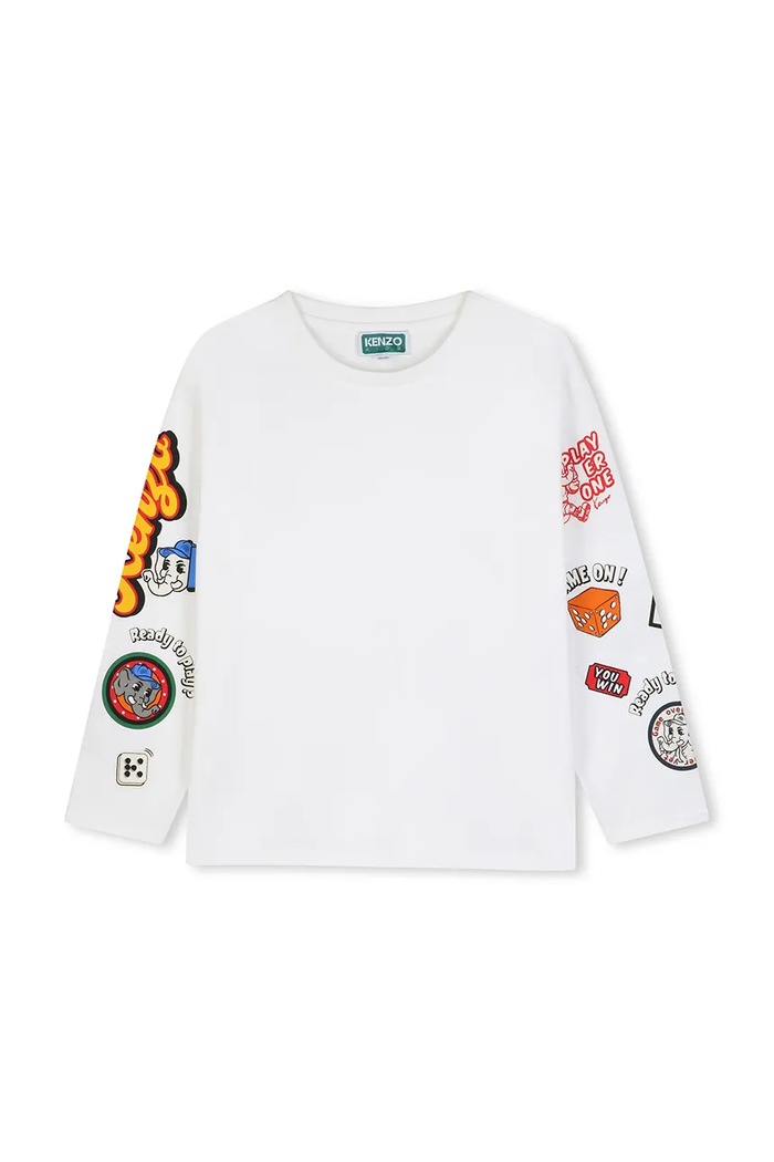 Kenzo longsleeve dziecięcy bawełniany K61933.162 biały AW26