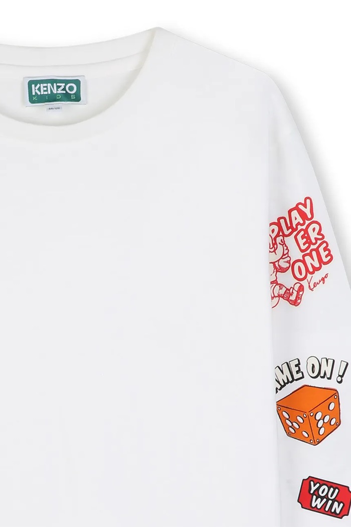Kenzo longsleeve dziecięcy bawełniany biały K61933.162
