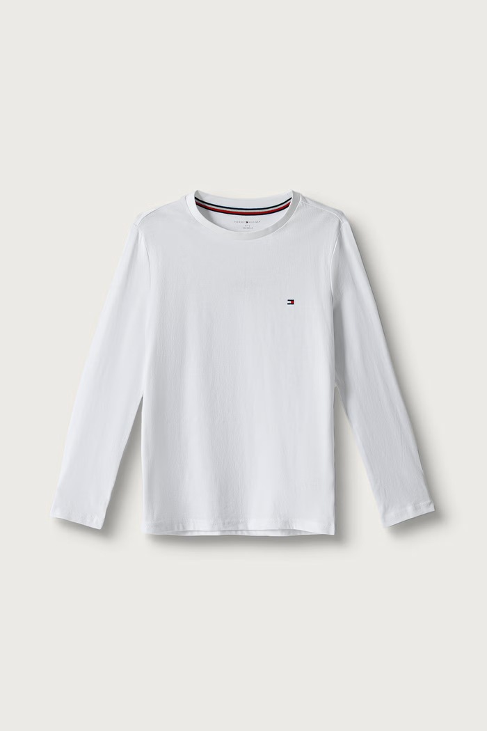 Chłopiec Tommy Hilfiger Longsleeve dziecięcy bawełniany UB0UB00309.9BY2 biały
