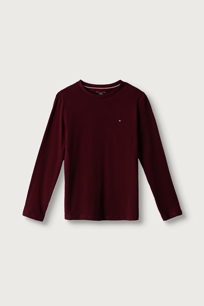 Chłopiec Tommy Hilfiger Longsleeve dziecięcy bawełniany UB0UB00309.9BY2 bordowy