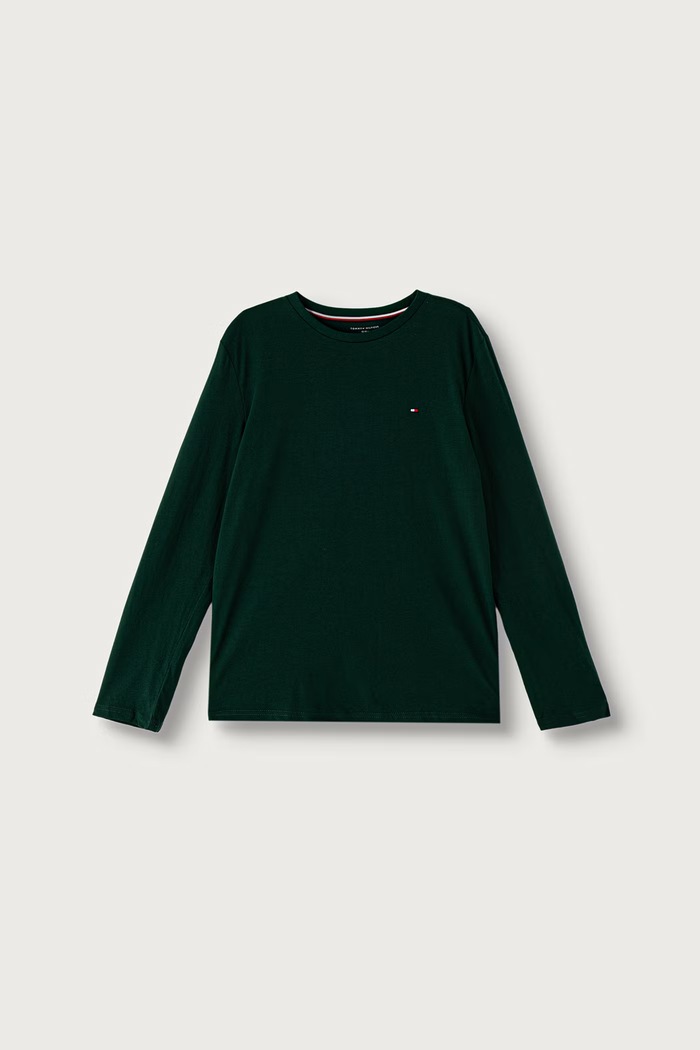 Chłopiec Tommy Hilfiger Longsleeve dziecięcy bawełniany UB0UB00309.9BY2 zielony