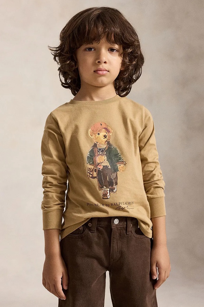 Polo Ralph Lauren Majica dugih rukava za djecu od pamuka smeđa 322B27277001