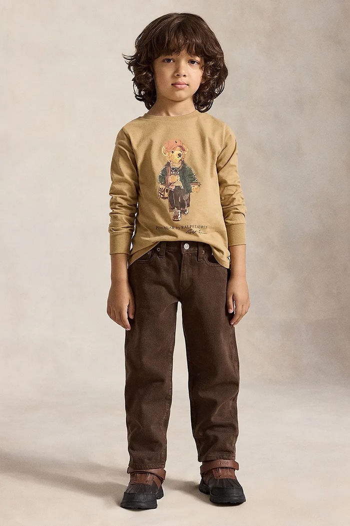 Majica dugih rukava za djecu od pamuka Polo Ralph Lauren 322B27277001 smeđa