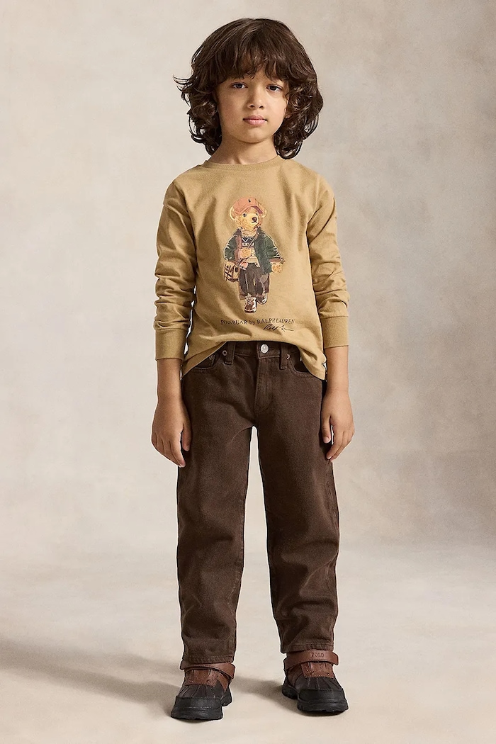 Majica dugih rukava za djecu od pamuka Polo Ralph Lauren 322B27277001 smeđa