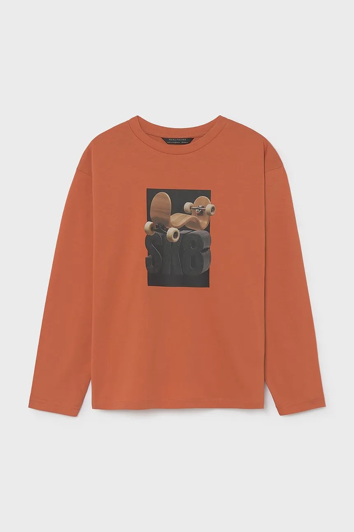 Mayoral лонгслив для детей из хлопка 7042.7A.Junior.9BY2 оранжевый AW26