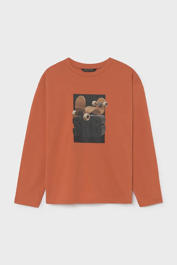 Mayoral лонгслив для детей из хлопка 7042.7A.Junior.9BY2 оранжевый AW26