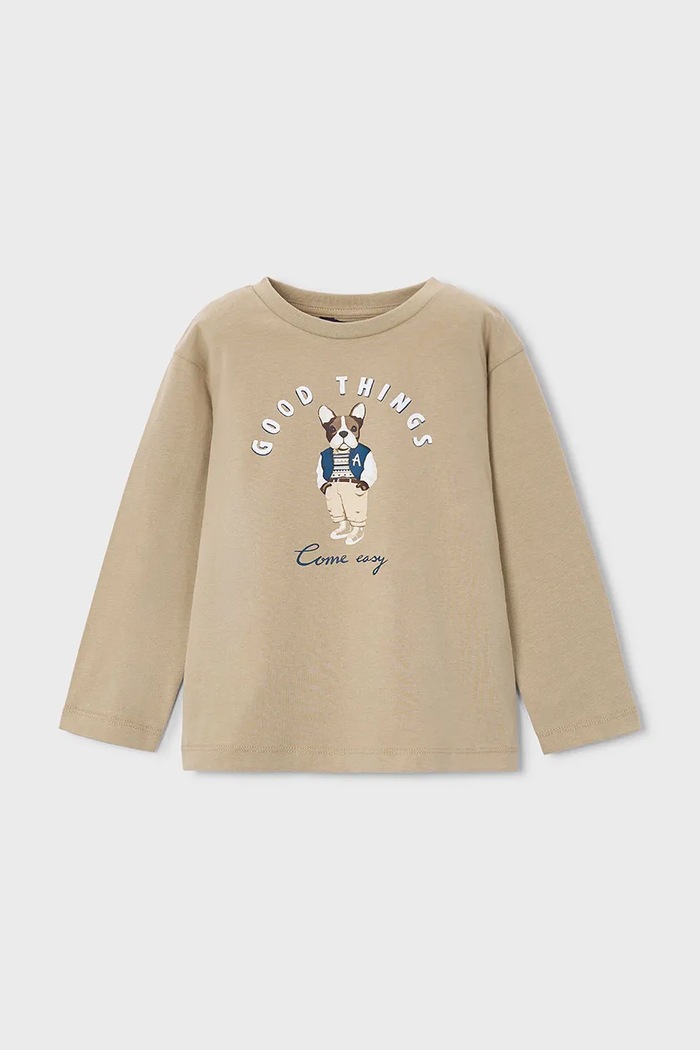 Mayoral Longsleeve dziecięcy bawełniany beżowy 4021.5G.Mini.9BY2