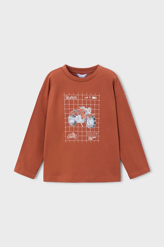 Mayoral longsleeve dziecięcy bawełniany pomarańczowy 4013.5D.Mini.9BY2