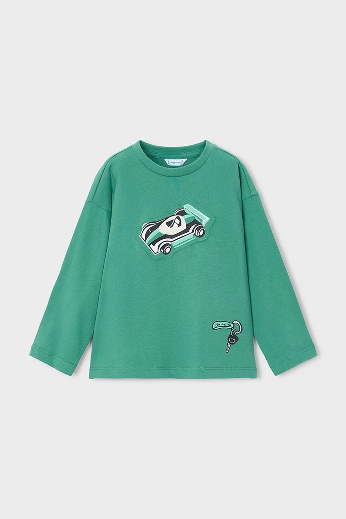 Mayoral Longsleeve dziecięcy bawełniany zielony 4009.5C.Mini.9BY2