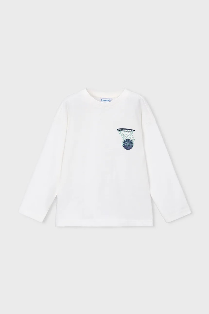 Mayoral longsleeve dziecięcy bawełniany biały 4006.5B.Mini.9BY2