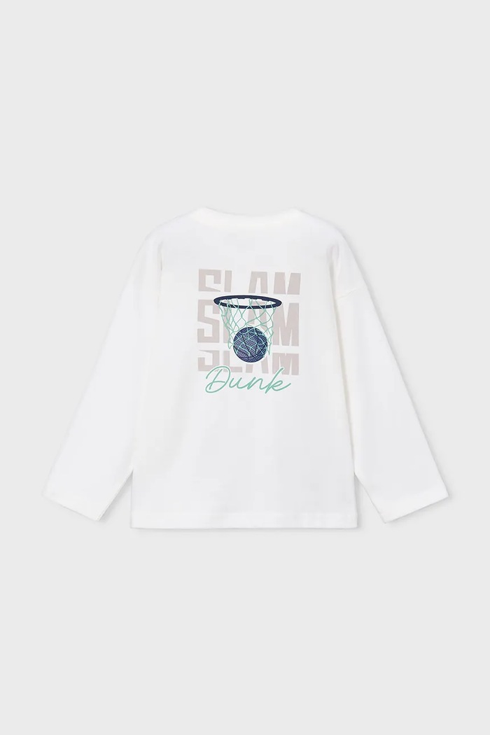 Mayoral longsleeve dziecięcy bawełniany 4006.5B.Mini.9BY2 biały AW26