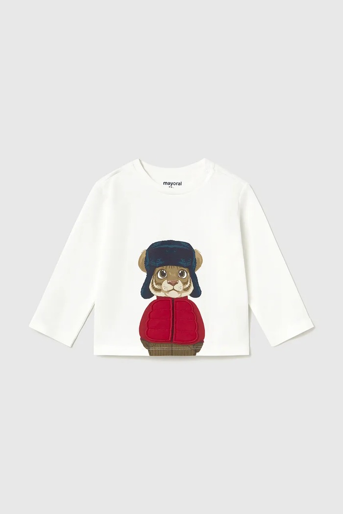 Mayoral Longsleeve niemowlęcy z bawełną biały 2015.3E.Baby.9BY2