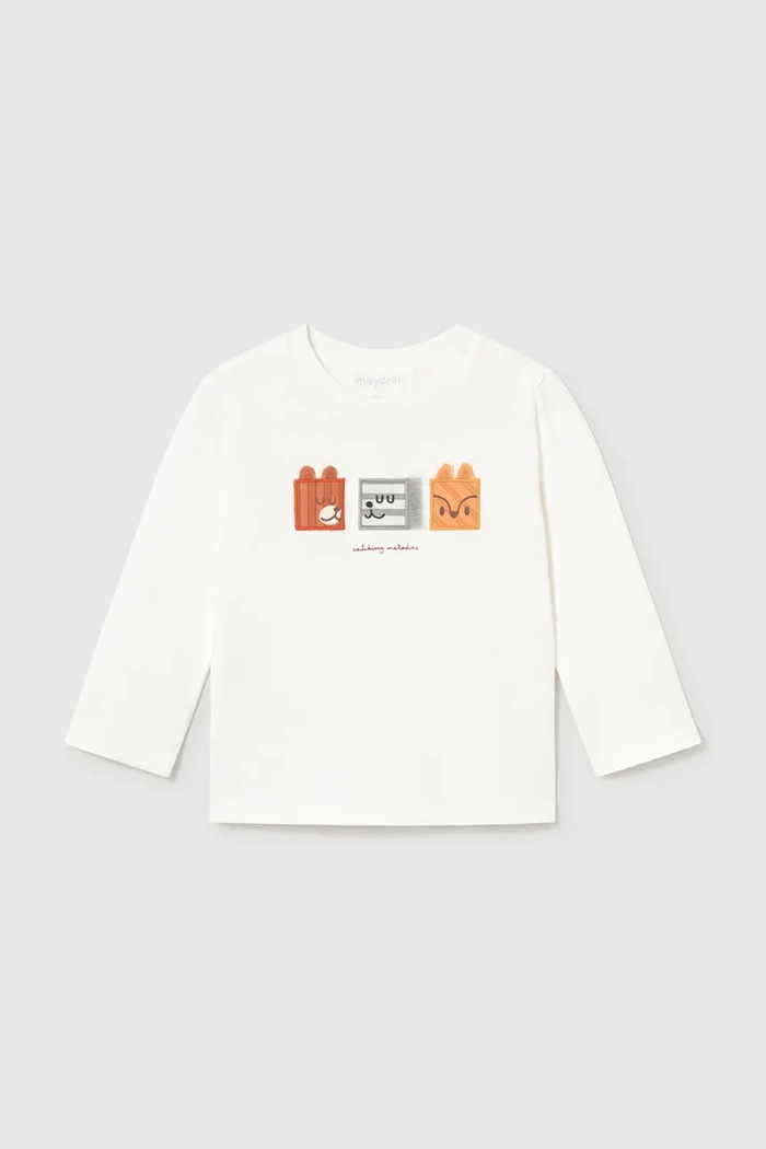 Mayoral lounge t-shirt παιδικό βαμβακερό 2009.3C.Baby.9BY2 λευκό AW26