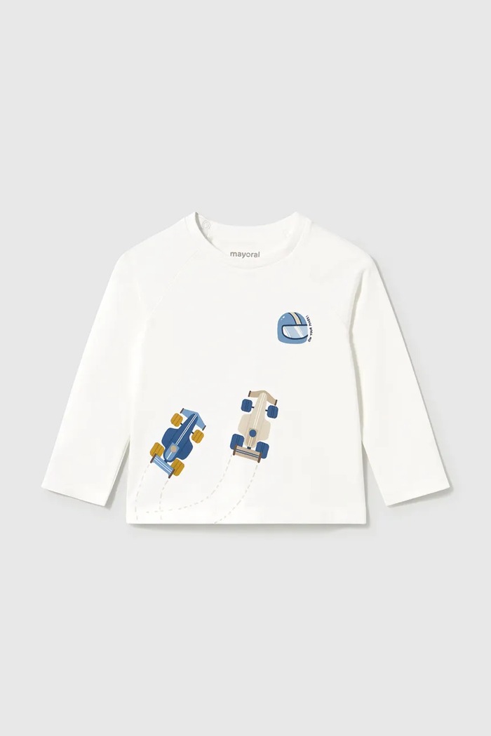 Mayoral блуза с дълги ръкави за бебе от памук 2007.3B.Baby.9BY2 бял AW26