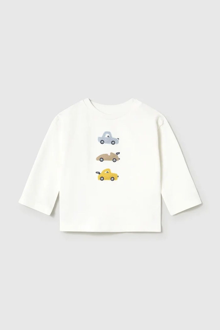 Mayoral Longsleeve dziecięcy bawełniany biały 2005.3A.Baby.9BY2