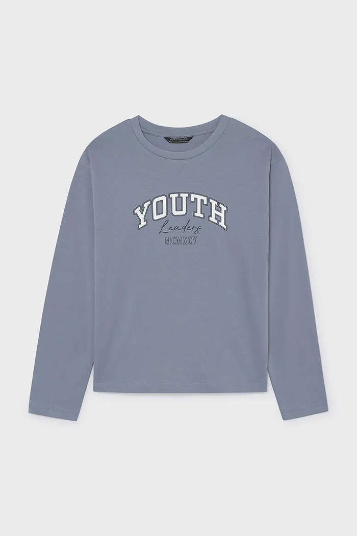 Mayoral longsleeve dziecięcy bawełniany niebieski 842.7C.Junior.9BY2