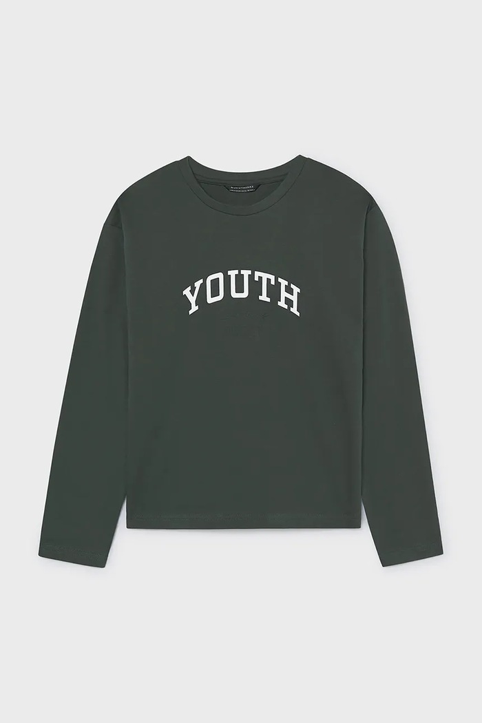 Mayoral longsleeve dziecięcy bawełniany zielony 842.7C.Junior.9BY2