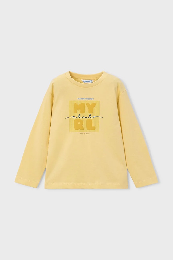 Mayoral блуза с дълги ръкави за деца от памук 173.5A.Mini.9BY2 жълт AW26