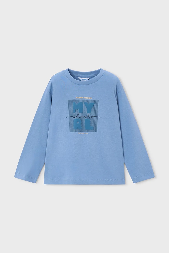 Mayoral longsleeve dziecięcy bawełniany niebieski 173.5A.Mini.9BY2