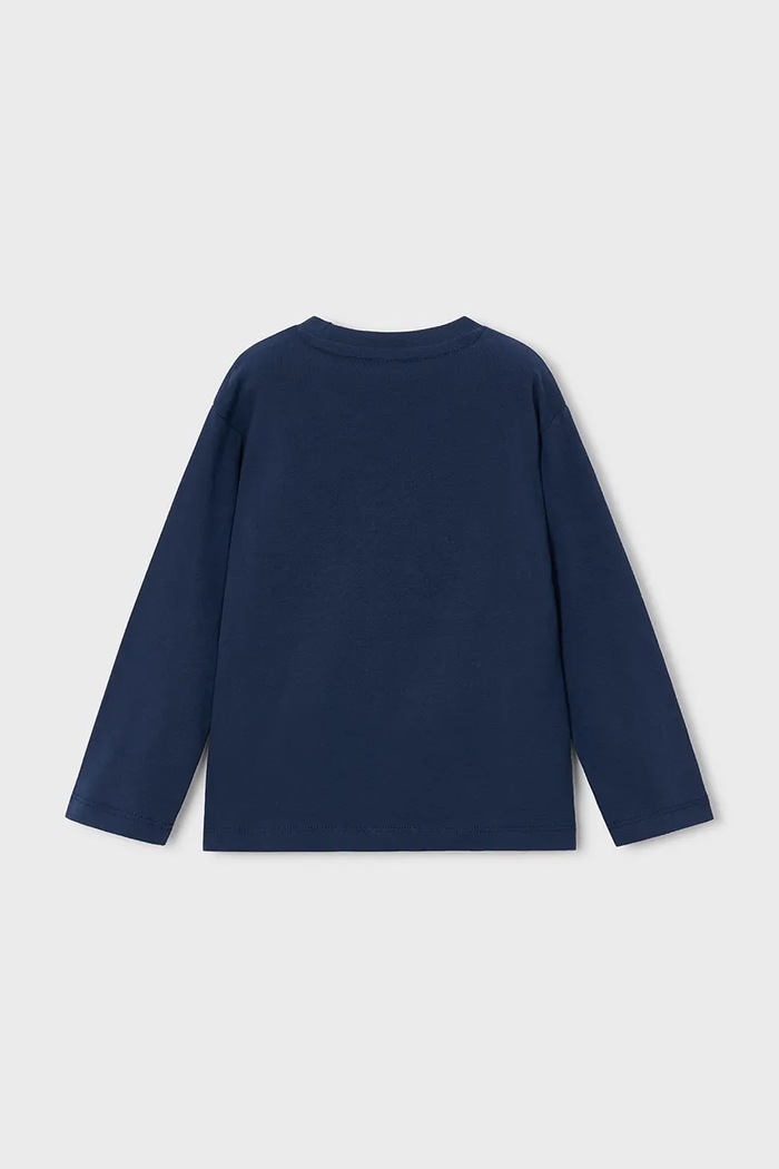 Mayoral блуза с дълги ръкави за деца от памук 173.5A.Mini.9BY2 тъмносин AW26