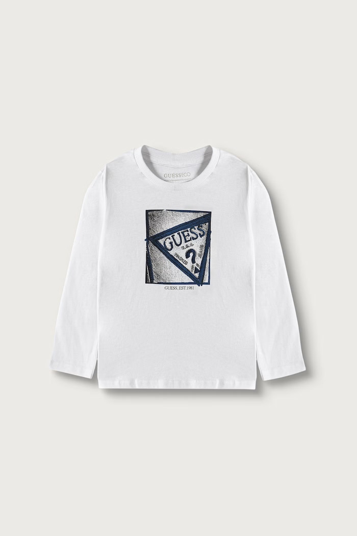 Guess Longsleeve dziecięcy bawełniany z elastanem biały N6YI24.K3882.9BY2