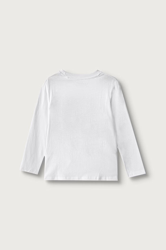 Guess Longsleeve dziecięcy bawełniany z elastanem N6YI24.K3882.9BY2 biały AW26