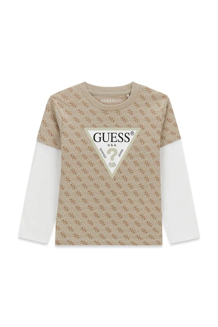 Guess longsleeve dziecięcy bawełniany beżowy N6YI22.K3878.9BY2